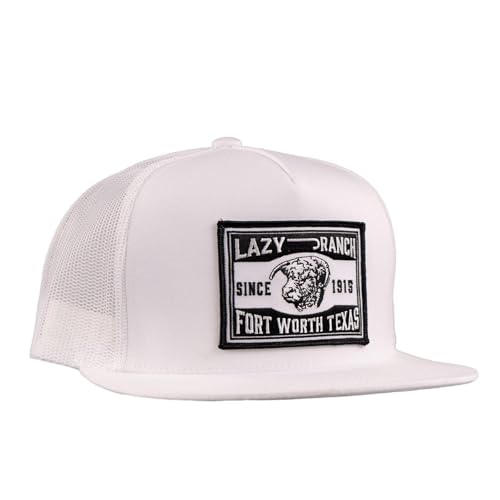 Lazy J Ranch White Fort Worth Classic Five Panel Trucker Hat - Adjustable Unisex Trucker Hat
