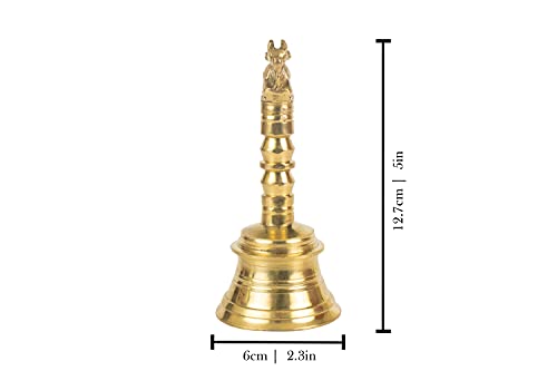 Image of Spillbox Brass Bell /Ghanti for Pooja|Handmade Indian Prayer Bell for Aarti|Pure Brass Hindu Puja Ghanti for Mandir Use /Worship for Temple & Home - 5 Inch Nandi