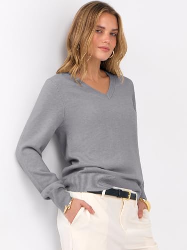Image of ANRABESS Women's Long Sleeve V Neck Basic Sweaters | Classic Pullover Tops,Soft Loose,Business Casual Work,Travel Vacation,All Day Wear,Fall Spring Outfits,Winter Layer Clothing