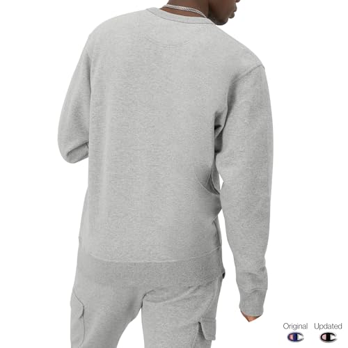Champion Men's Crewneck Fleece Sweatshirt, Standard Fit, Midweight, Script Logo, Available in Regular and Big & Tall, Oxford Gray Small - Small Script Logo, Small - image 2