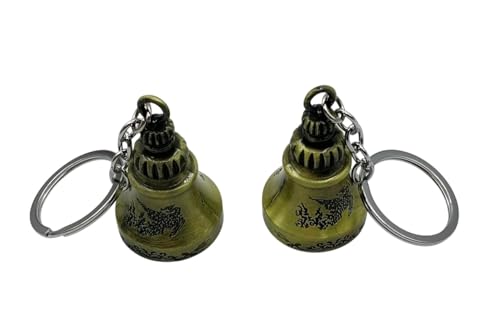 Image of Classic Antique Tibetan Temple Bell Shaped Keyring for Gift Gaurdian bell for Car Bike Bags Metal Key ring Key Chain Bag Charm Gift