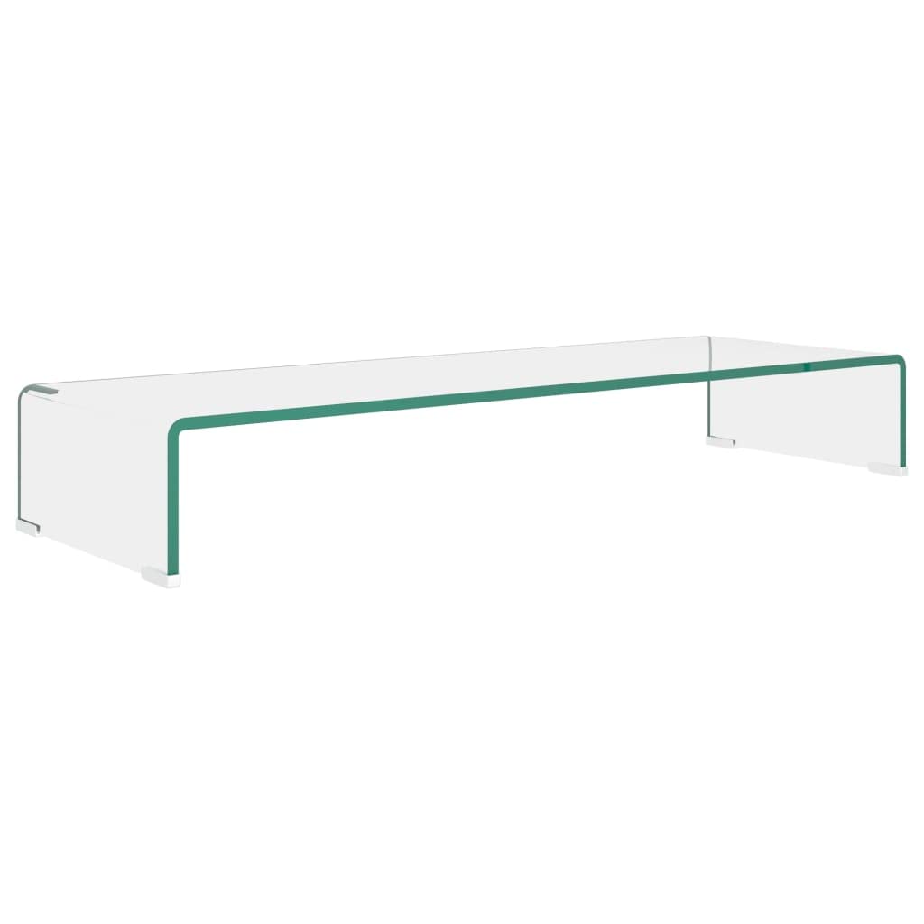 Vidrio Templado Elevador Monitor Transparente 90x30x13 cm | Soporte para TV Elevador Monitor Cristal Templado 90x30x13 cm Transparente Mueble Multimedia Rack Escritorio
