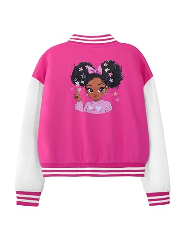 Girls Baseball Jacket Casual Lightweight Graphic Varsity Jacket with Button2