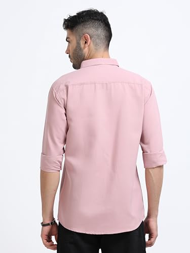 Image of Men's Solid Casual Shirt, Cotton Blend, Regular Fit, Spread Collar, Full Sleeve, Button Closure Perfect for Casual & Office Wear