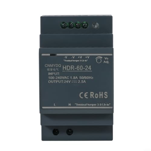 HDR Industrial Rail-Mounted Fuente de alimentación de conmutación 12V 4.5A Caja de distribución DIN Control del sistema de equipos 54W DC Voltaje Rango ajustable 10.8-13.8V para instrumentos de