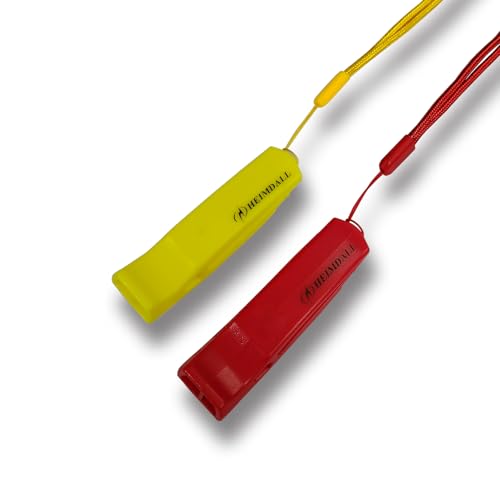 HEIMDALL Emergency Whistle with Lanyard for Safety Boating Camping Hiking Hunting Survival Rescue Signaling (Red, Yellow)