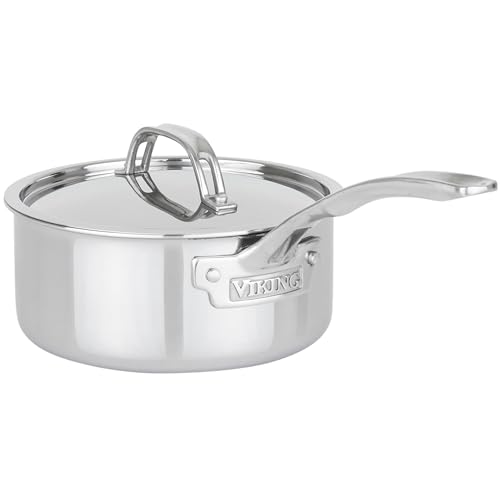 Image of Viking PureGlide Pro 3-Ply Nonstick Sauce Pan, Made without PFAS, 2-Quart Induction Cooking Pot with Lid, Metal Utensil Safe Titanium Nonstick Surface, Oven Safe to 600F