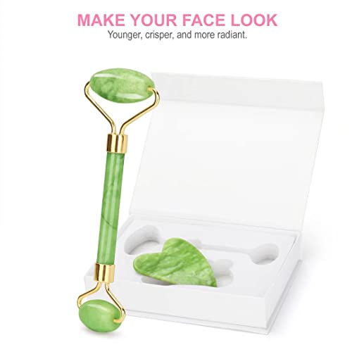 Jade Roller and Gua Sha Set Tool - Face Roller Skin Care - Guasha: 100% Real Natural Jade -Eye Treatment Products… - Image 7