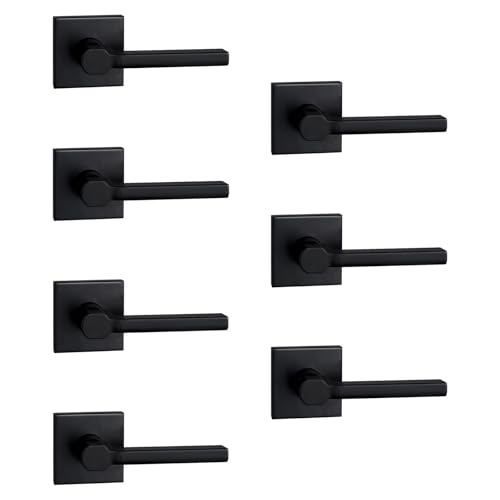 Image of NEWBANG Single Sided Dummy Door Handle for Closet or Pantry, Non-Turning Matte Black Reversible Interior Push /Pull Lever, HD1601-DB-Dummy-7P