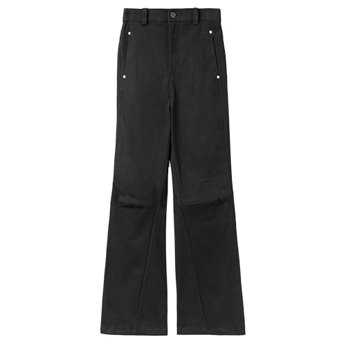 Men's Fashionable Wide Leg Pants - Black Elastic Waistband Casual Jeans for Daily Commuting and Gatherings