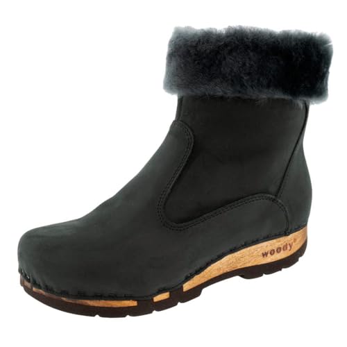 Bottine Elke Woody Femme Noir en cuir haut de gamme pointure 36