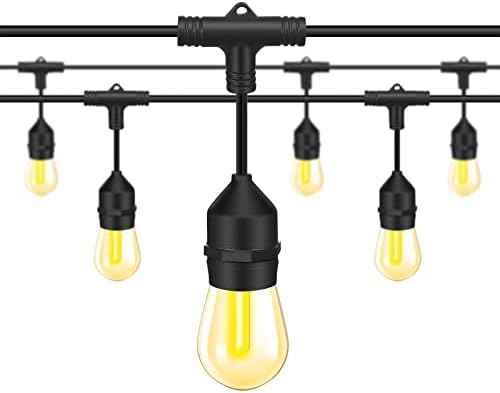 Hassoft S14 Outdoor String Lights - 28 LED Bulbs (3 spares), Outdoor Lights - 50 Ft, Patio Lights - Material Upgrade, Certified as Commercial Outdoor Lighting Products by ETL