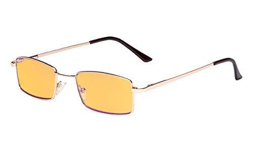 eyekepper lunettes de blocage de la lumière bleue avec lentille filtrante teintée ambrée - lunettes de vue à pont en titane mémoire femmes hommes - Doré Cover