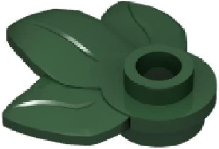 Classic Building - Hojas de árbol a granel, 100 piezas, placa de planta verde negruzco, redonda de 1 x 1 con 3 piezas de hojas y piezas, compatible