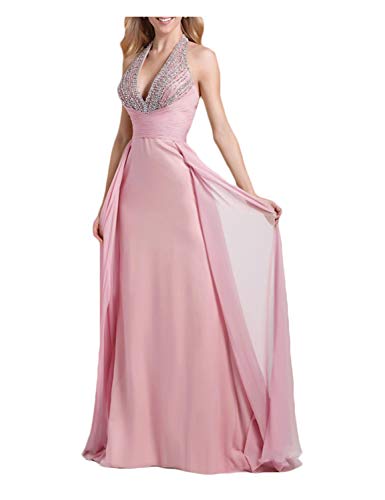Stillluxury Perlenhalfter Ballkleider lang formelle Kleider für Frauen Festzug Zeremonie Party 34A Gr. 40, rose Cover
