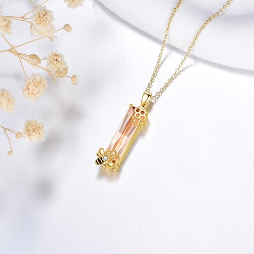 Bee Necklace Sterling Silver Bumble Bee Pendant Crystal Jewelry Gifts for Women2