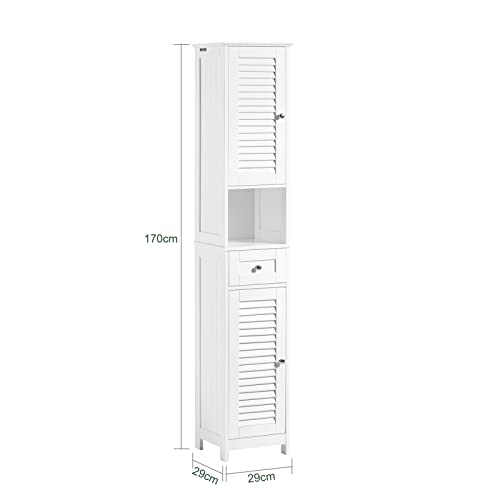 SoBuy-Armario-para-bano-Alto-Mueble-Columna-de-bano-estanterias-de-bano-2-Puertas-y-1-cajon-FRG236-WES-White