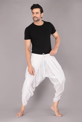 Image of Urali Men's Solid 100% Cotton Dhoti Pants - D100A