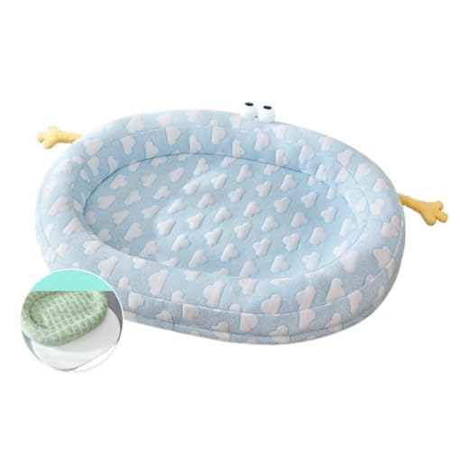 Jingshihaisu 猫 ベッド ペットベッド クッション 夏 冷感 春夏秋冬 通気性 蒸れにくい 取り外せるカバー 滑り止め 洗える 防水通気性 枕付き 涼しい 高反発 多頭飼い 高齢犬 子犬 ペット用品 小型犬 中型犬 (M(だ円窩),08)