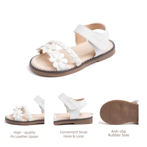 Toddler Girls Flat Sandals Princess Summer Beach Flower Girl Dress Shoes for Little Kid3