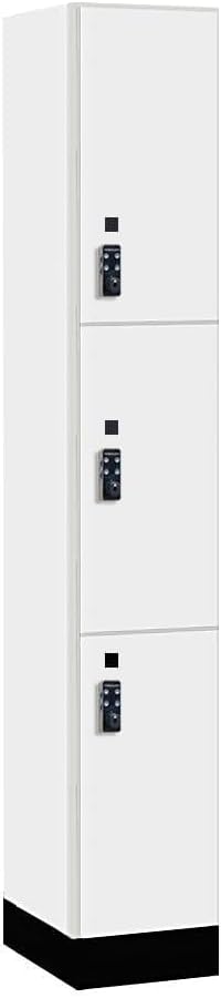 Salsbury Industries 43168AW-R 12 in. Wide Premier Wood Locker - Triple Tier - 1 Wide - 6 ft. High - 18 in. Deep - Arctic White - Resettable Combination Locks