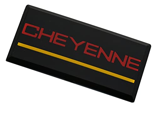Image of SSDD 2pcs Cheyenne Cab Emblems Replacement for 88-94 Chevrolet Side Roof Pillar 3D Badge Nameplate (Red /Yellow) (CH-CHEYENNE)