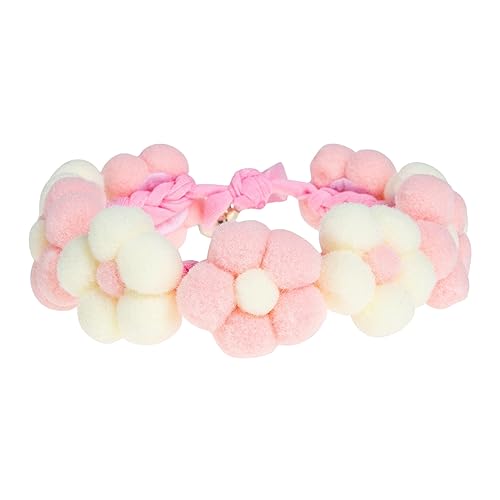 Collier pour animaux rose et cravate de chat en tricot à main avec fleur pour festival et chiot
