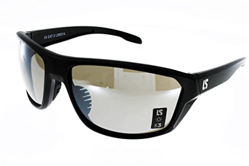 Loubsol - Rift L380014 Erwachsene Sonnenbrille Schwarz Kategorie 3 Spiegel Silber, mehrfarbig, Einheitsgröße