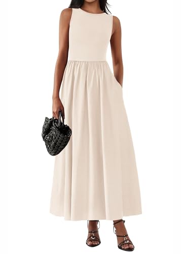 Image of KIRUNDO Summe Sleeveless Maxi Dresses for Women 2026 Spring Wedding Guest A Line Tank Elegant Flowy Beach Long Sundress