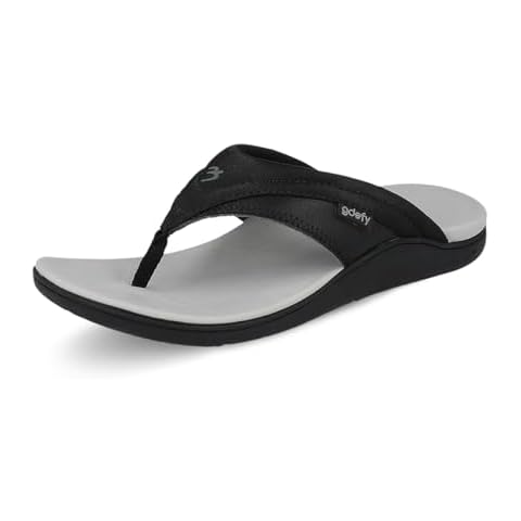 Gravity Defyer Women's GDEFY Kinor | Water Resistant Flip Flops | VersoShock Proven Performance | Orthotic Stress Recovery Outdoor Sandals | 8M | Black Cover