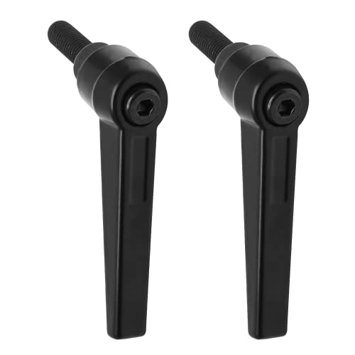 Image of 2pcs M8 Clamping Lever Handle, Alloy Steel, Ratchet Adjustable | Push Button Ratchet Design, M8 x 25mm Male Thread, Electroplated Finish, for Lathe Machine Tool Woodworking Equipment