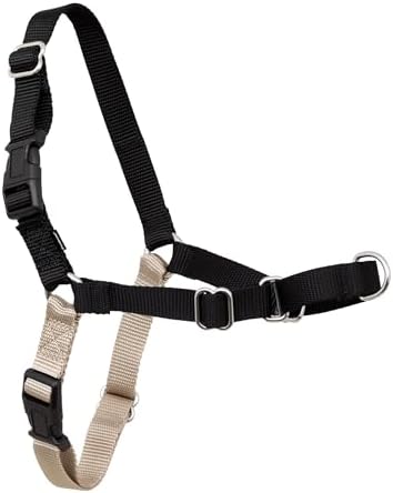 Easy Walk Dog Harness, No Pull Dog Harness, Black/Silver, Large (EWH-HC-L-BLK)