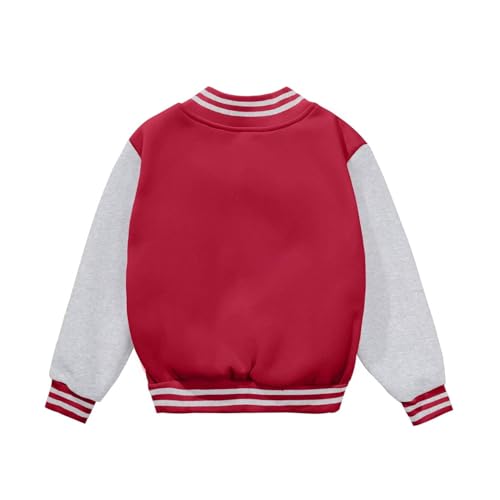 Image of BAICAIYU Kids Baseball Jackets Boys and Girls Varsity Coat Buttons Cardigan Letter Sport Letterman School Jacket
