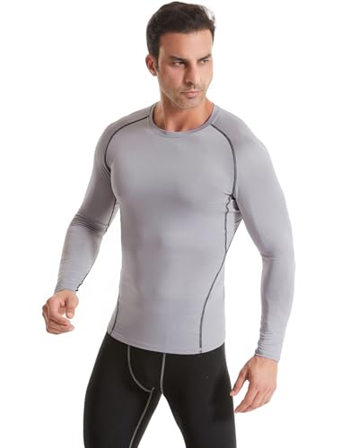 4 Pack Men's Long Sleeve Compression Base Layer Top Quick Dry Long Sleeve Running Top Mens Tight Baselayer Tee Shirts All Season for Running Training - Image 4