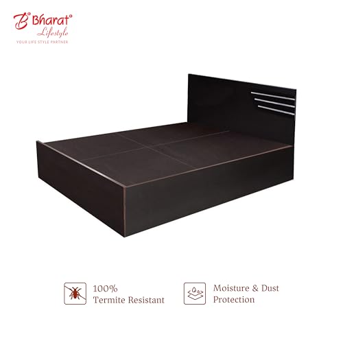 Image of Bharat Lifestyle Amsterdam Engineered Wood Queen Bed Without Storage | Matte Finish | Double Bed for Bedroom & Living Room | Knock Down Delivery | 1 Year Warranty | 72x60 Inch Mattress Size