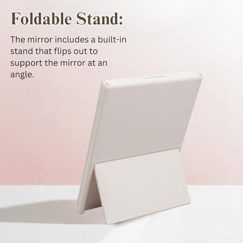 Image of Tri-Fold Makeup Mirror with Stand | Travel-Friendly Vanity Mirror | Portable and Compact Tabletop Folding Mirror for Beauty, Skincare, Pack of 1, Pink