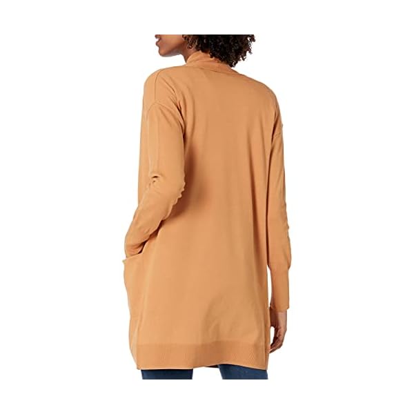 Daily Ritual Women's Fine Gauge Stretch Long-Sleeve Cardigan Sweater, Camel, XX-Large