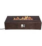 SUNBURY Outdoor 56-Inch Propane Burning Fire Pit Table, 50,000 BTU Dark Brown Concrete Patio Gas ...