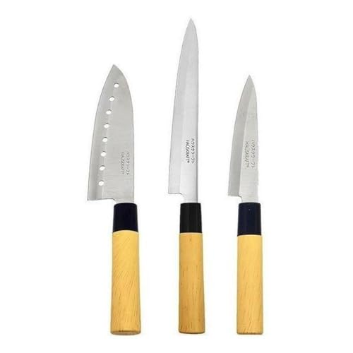 Kit Facas Japonesas Inox 3 Peças para Sushi e Sashimi Profissional