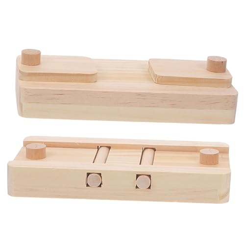 DRESSOOS 2pcs Wooden Hamster Foraging Box Fun Feeding Toy for Small Animals Encourages Exercise Mental Stimulation for Hamsters Gerbils Guinea Pigs