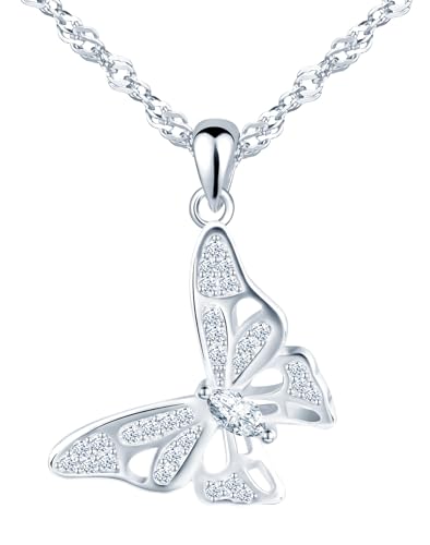 feilok Papillon zircone pendentif collier femmes collier argent 925 sterling