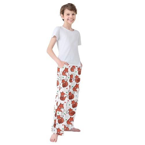 Boys' Pants Cute Red Fox Long Bottoms Jogger Pants Elastic Waist Trousers with Pockets S-XL4