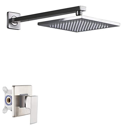 Rozin Single Lever Mixer Control 8-inch Top Rainfall Shower Set Brushed Nickel