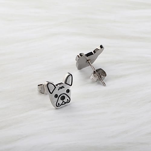 OKEYCH FrenchBulldog Lover Gift French Bull-dog Stud Earrings French B-ulldog Owner Jewelry F-rench Bull-dog Mom Gift4