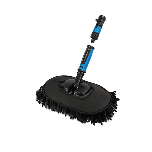 Unger 12.5 Hydropower Wash Mitt with Adjustable On/Off Water Control Valve for Car and Auto Cleaning Absorbent Non-Scratch Microfiber Sleeve Machine Washable Compatible with Hose or Pole