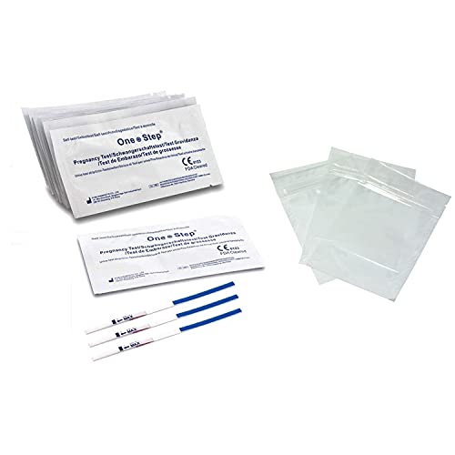 One Step Tiras de prueba de embarazo, 10 unidades, altamente sensibles, 10 mUI/ml, se pueden utilizar hasta 6 días antes que otras pruebas de embarazo (10 pruebas de embarazo + 10 bolsas de recogida) Cover