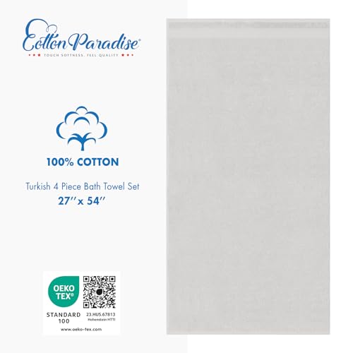 image for Cotton Paradise 4 Piece Turkish Bath Towels for Bathroom, 100% Cotton 