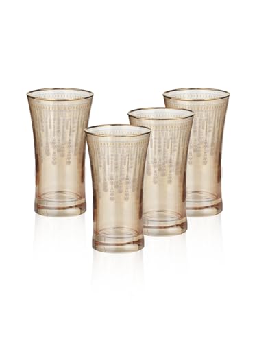 Image of Trovea's Golden Brilliance Highball Glass, Set of 4, 220 Ml for Water, Juices, Drinks and Spirits