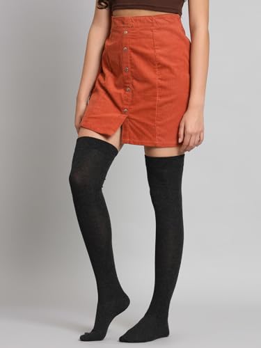 Image of TRAZO Women's Thigh High Socks Over the Knee High Knitted Casual Boot Socks, Striped Long Fashionable Stockings Pack of 1