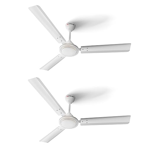 Image of LONGWAY Nexa P2 1200 mm /48 inch Ultra High Speed 3 Blade Anti-Dust Decorative Star Rated Ceiling Fan 2 Years Warranty (White, Pack of 2)